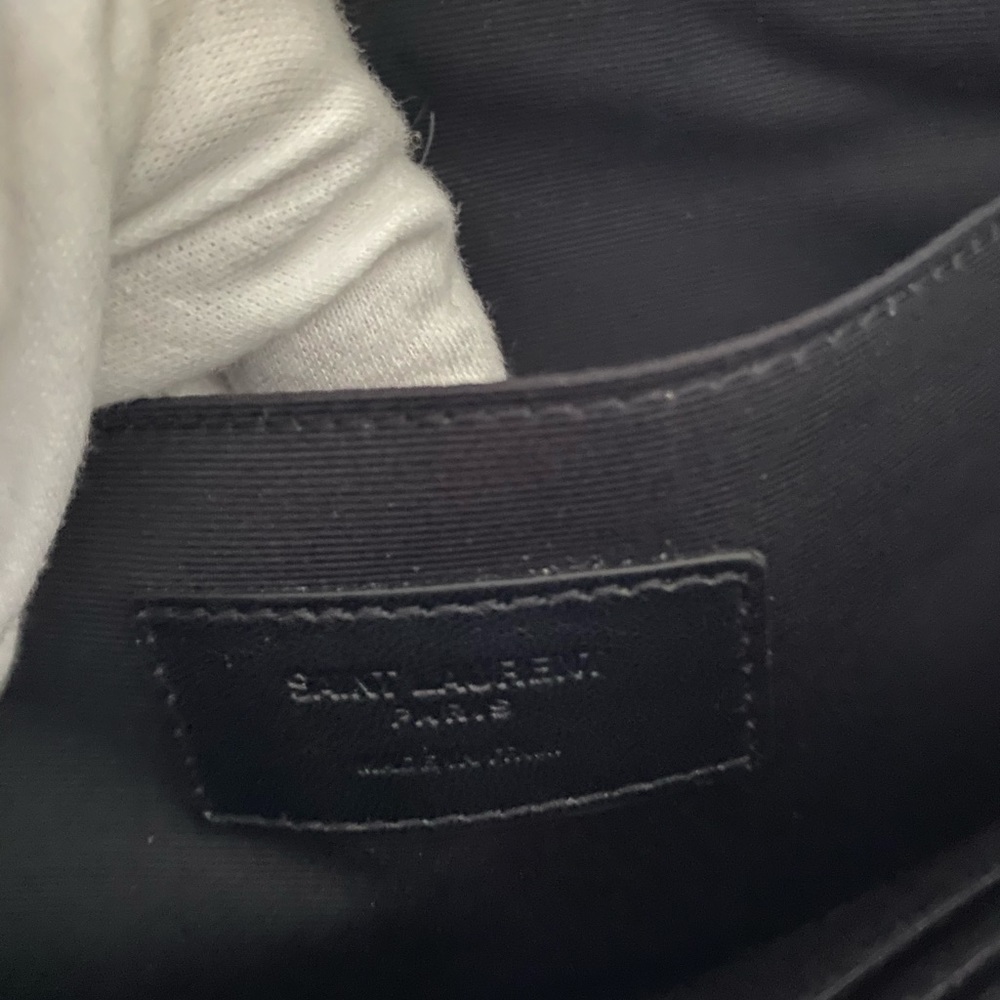 NEW YSL POUCH CASE BLACK LEATHER W SILVER GROMMETS - Picture 3 of 8